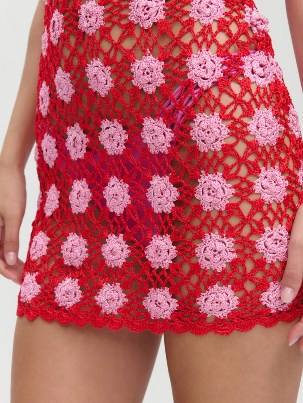 Frankies Bikinis Julie Crochet Coverup Crochet Rose Size M NWT - Picture 4 of 4